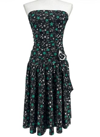 Sleaze MORGAN Robe Tube Noir à ☆ Argentée/Vert Ceinture ♡ S