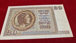 Jugoslawien 20 Dinara 1936 - Seltene Banknote! Sammler