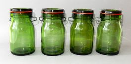 4 Stück grüne Vorrats-/ Einmachgläser « Bülach » - 0.5 Liter