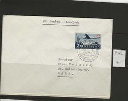 Enveloppe vol Genève-New York 1947 avec F42