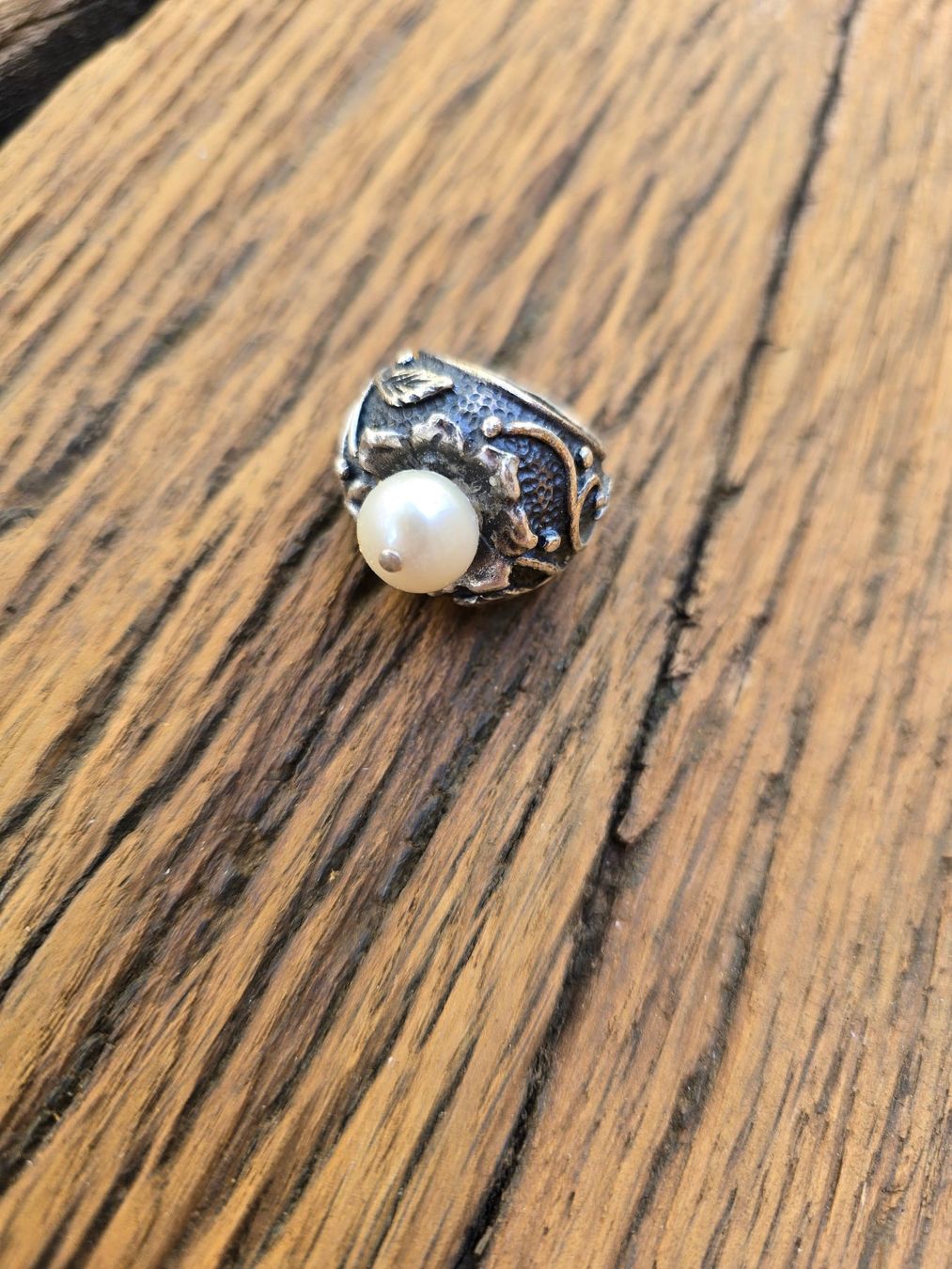 Anelli: Schmuck: Silber-Ring mit Zuchtperle-Nr. 8 – Usato da Romanshorn venduto da Rachacha