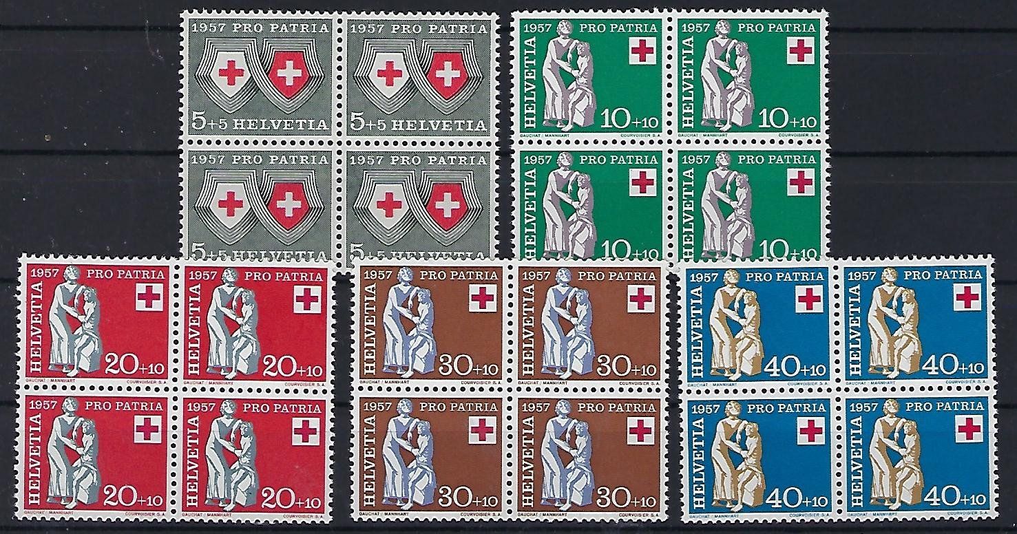 Tutti i francobolli: Pro Patria Viererblocks 1957 postfrisch     15660 – Usato da Lunden venduto da Animus999