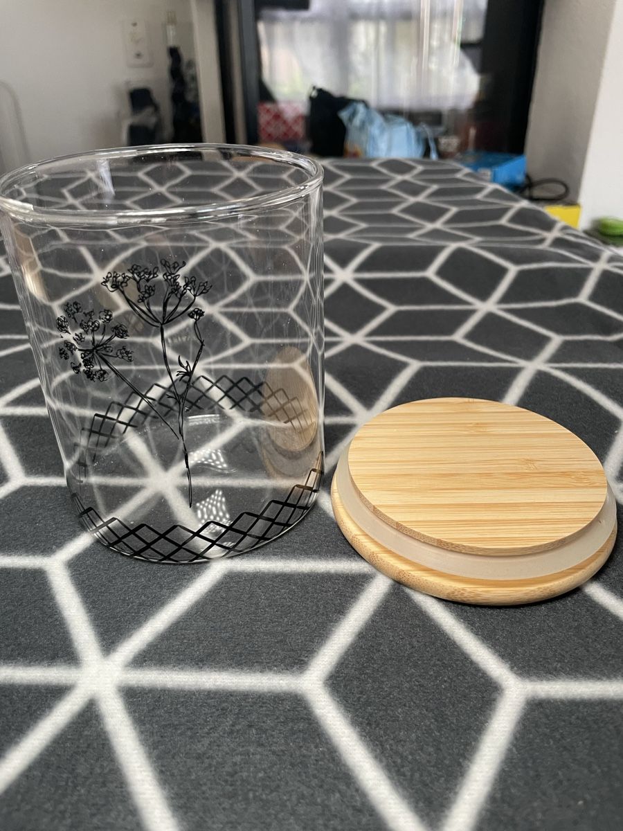 Migros Gläser: Vorratsglas Glas mit Bambusdeckel - Blume Muster  – Neu (gemäss Beschreibung) aus Rheineck von cha_p9qy 1