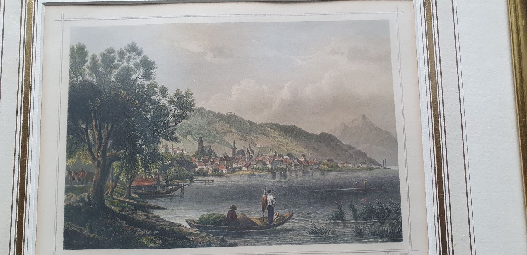 Incisioni: Bild -  "Zug mit dem Rigi" im Goldrahmen – Usato da Kreuzlingen venduto da Rschweiz1 4