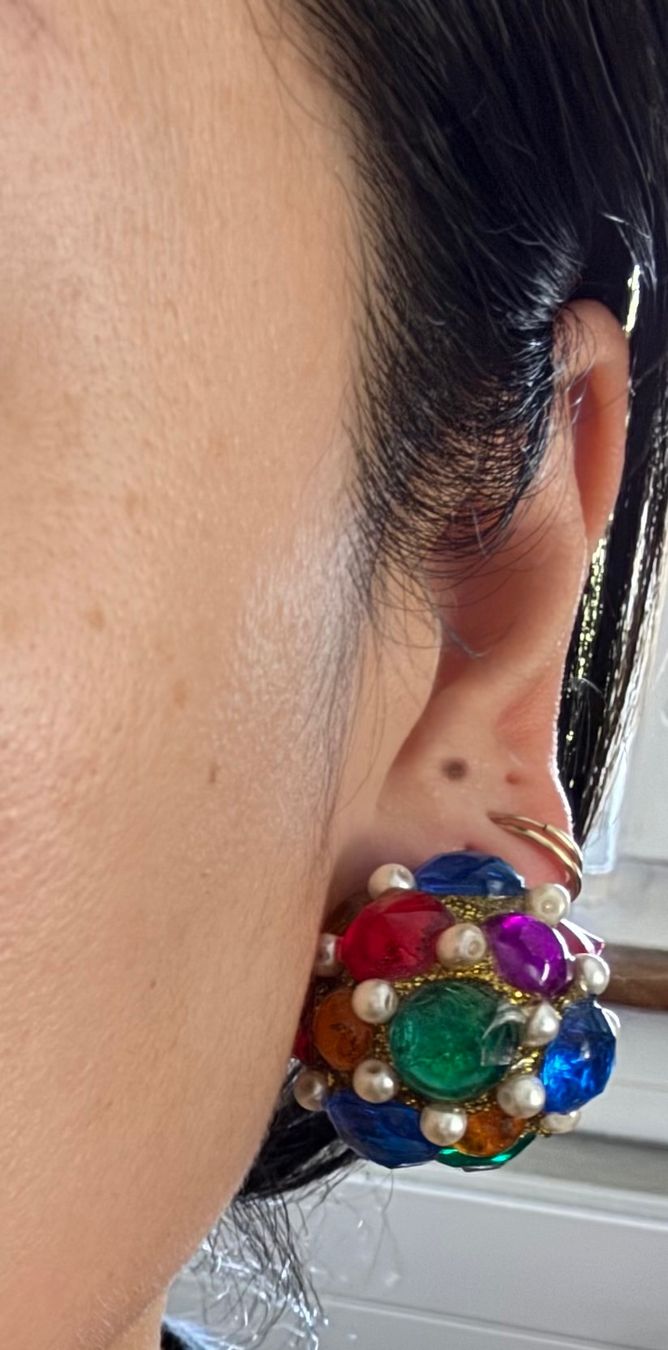 Orecchini pendenti & Orecchini a lobo: Unique 3D multicolour clip on vintage earrings – Usato da Zürich venduto da kri_zhv2 2