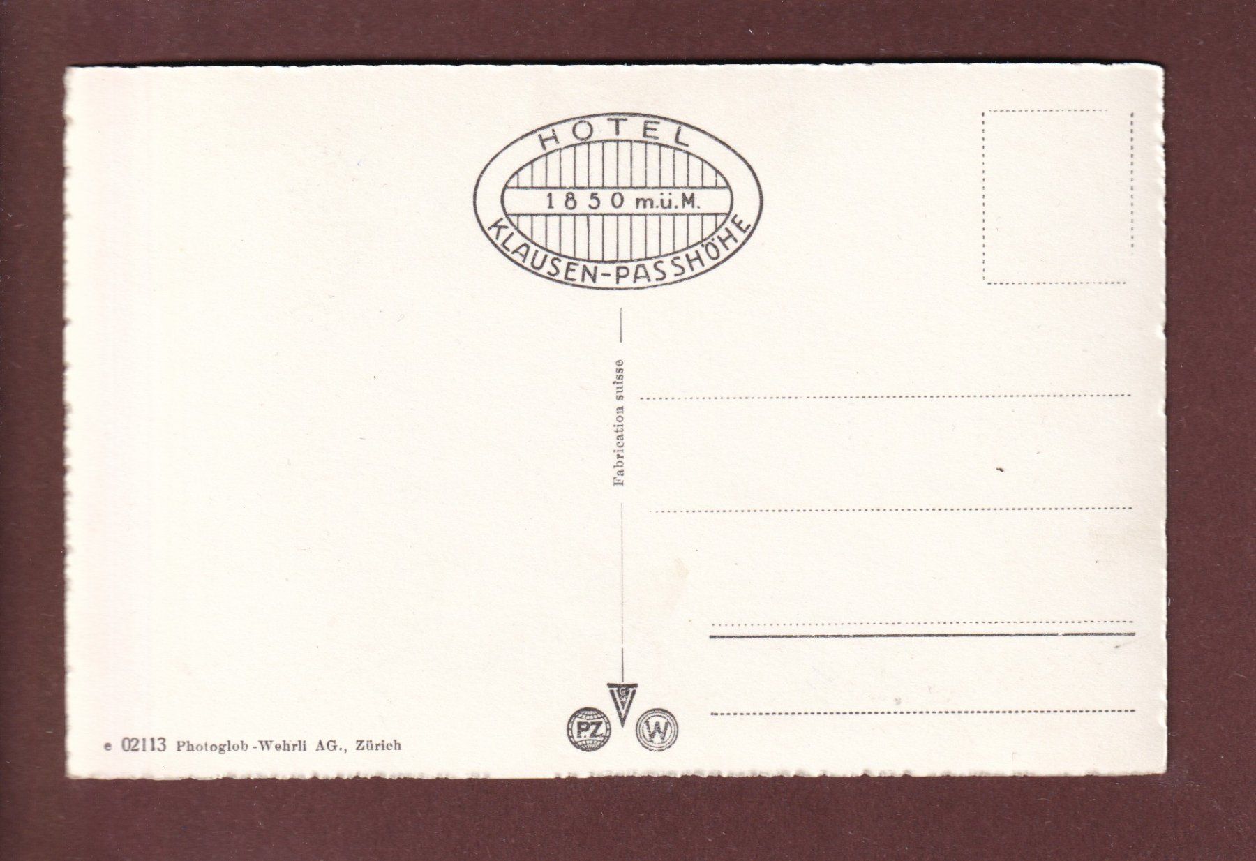 Cartoline postali: Hotel KLAUSEN-PASSHÖHE – Usato da Pully venduto da nicecards 1