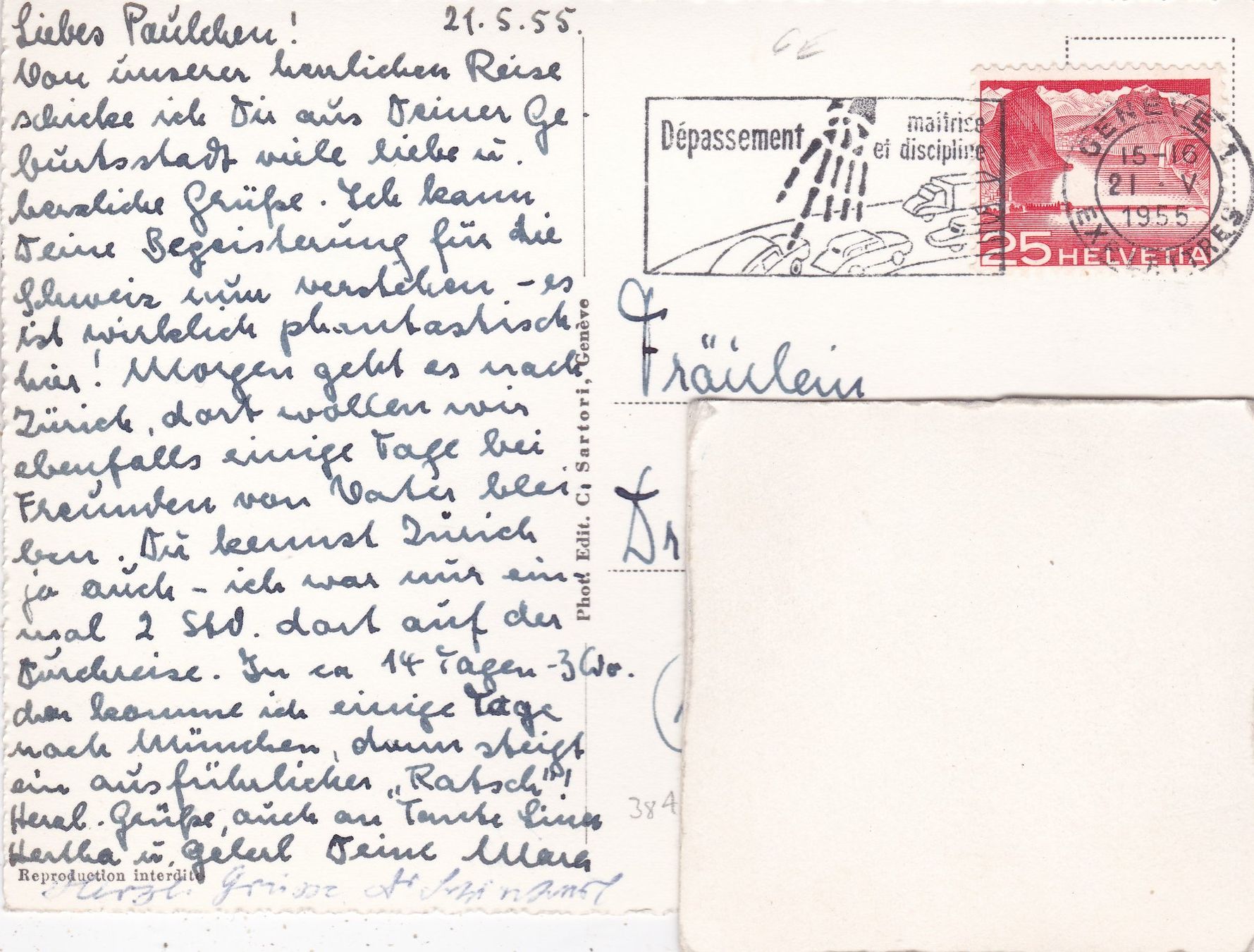 Cartoline postali: Genève la rade 1955 – Usato da Herisau venduto da Lisegrat2008 1