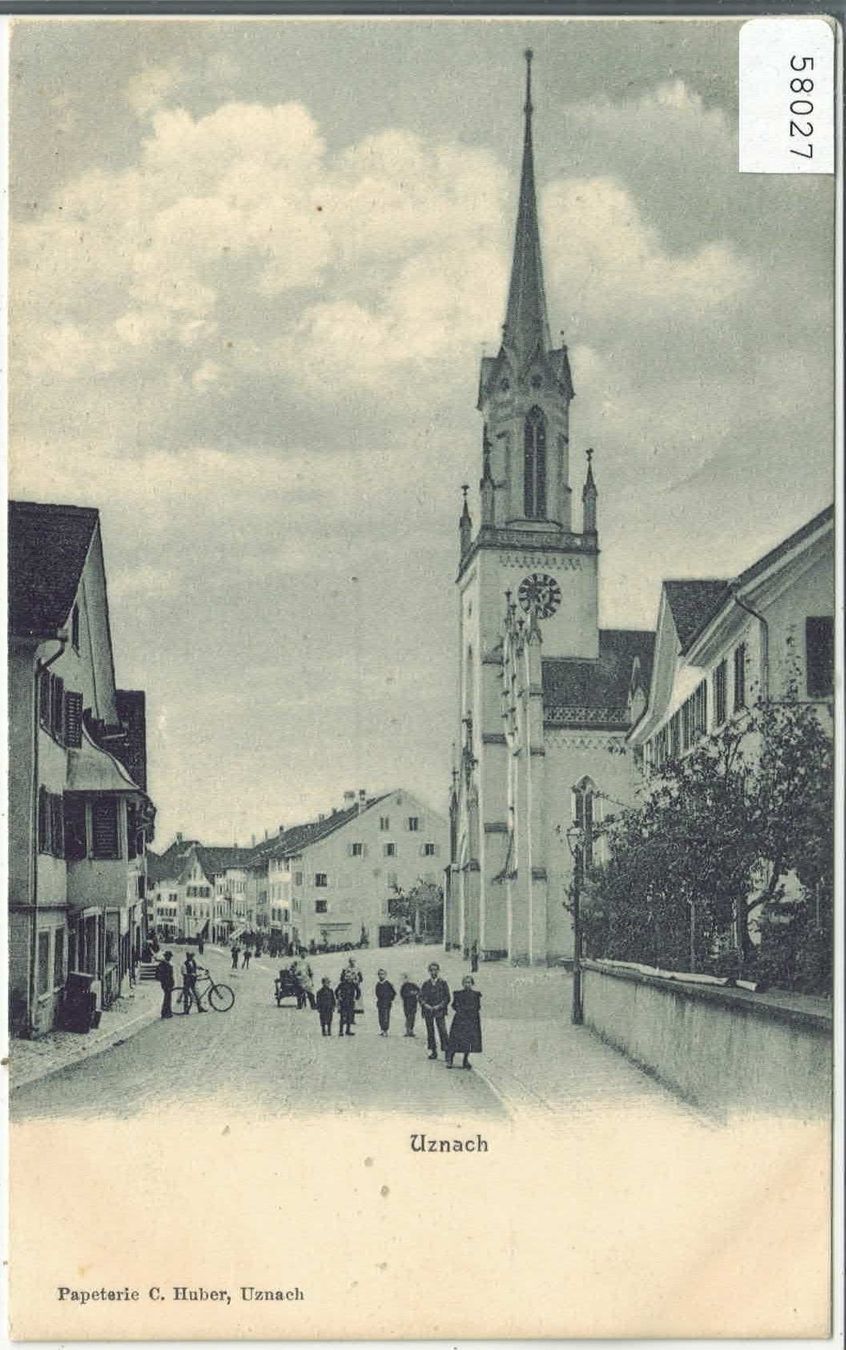 Cartoline postali: Uznach - Kirche - animee – Usato da Ettingen venduto da Kartenplanet