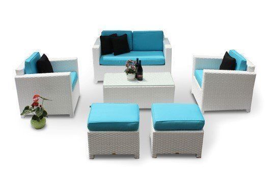 Divani: Edles Loungeset - Polster grau & türkis – Nuovo e nell'imballaggio originale da Bern venduto da rattan-lounge 1