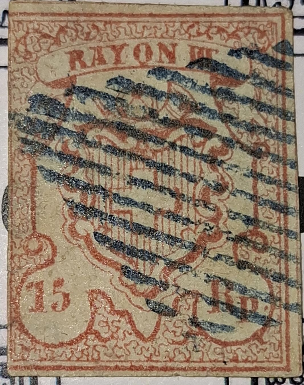 Tutti i francobolli: Rayon Nr. 18 Typ 6 Kat. 1000.- – Usato da Balgach venduto da SIMEON27