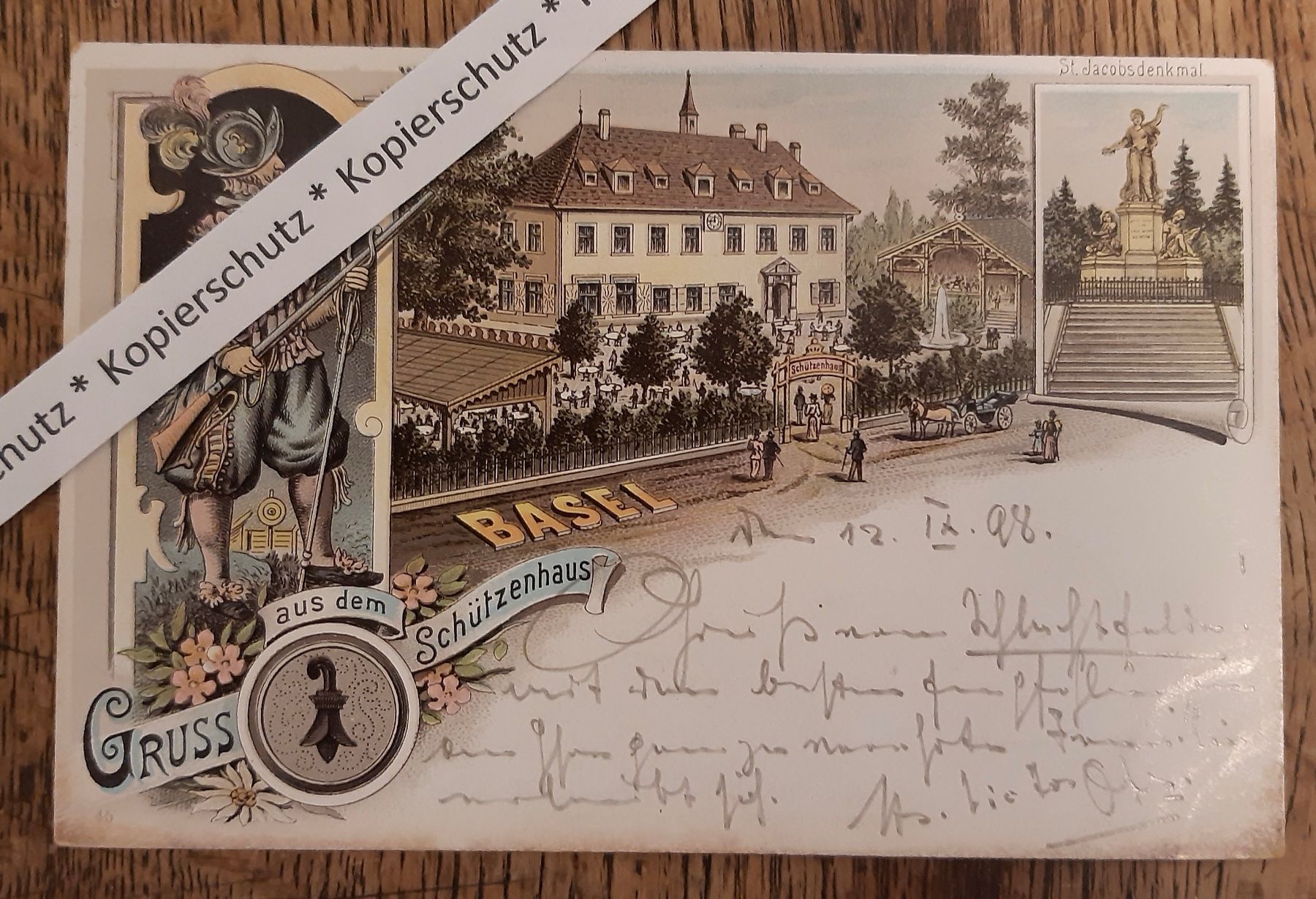 Cartoline postali: Litho-AK Basel - Restaurant Schützenhaus 1898 – Usato da Basel venduto da Tamtam70