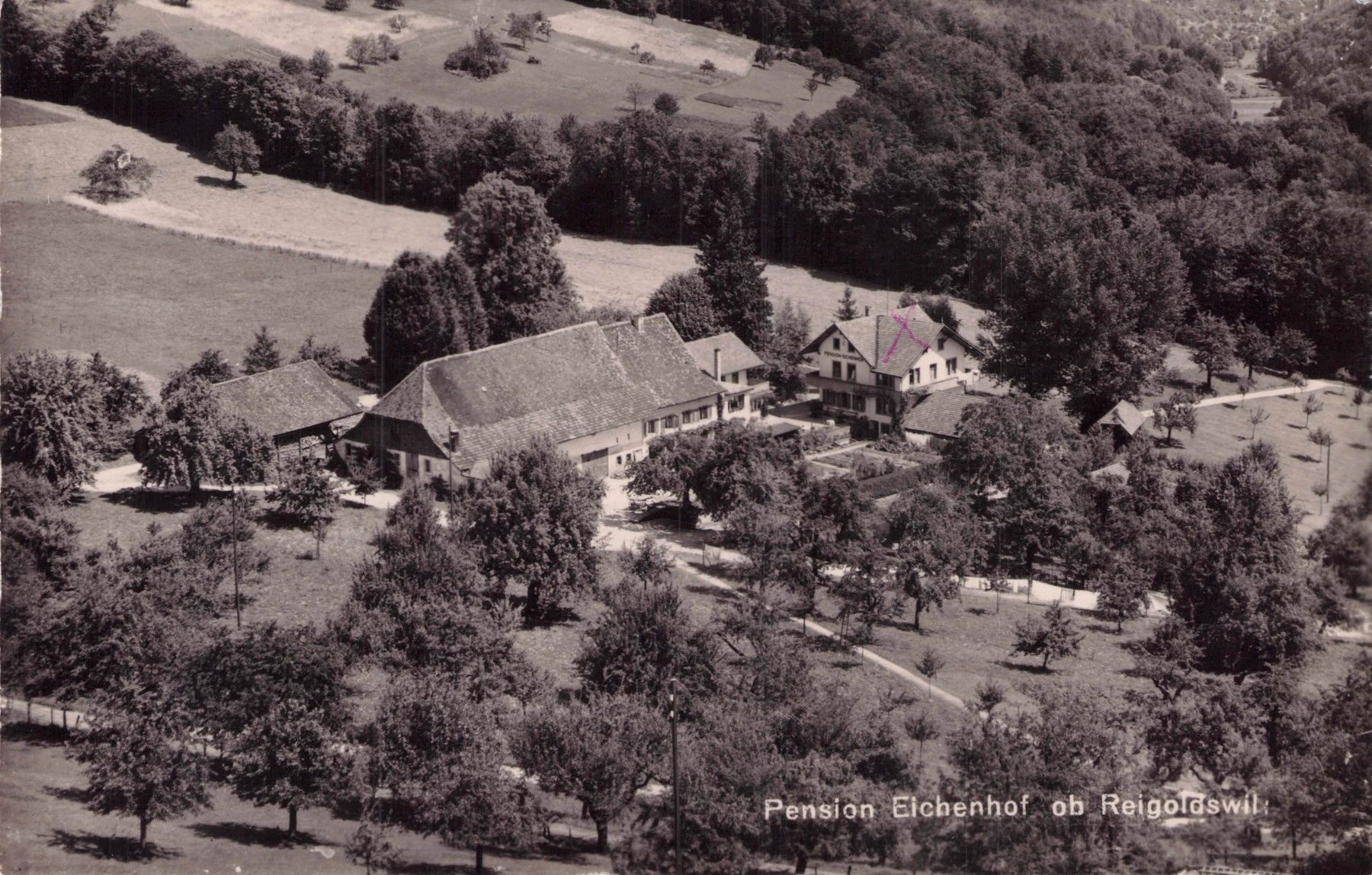 Cartoline postali: Reigoldswil BL // 1949 Pension Eichenhof – Usato da Basel venduto da intermezzo12