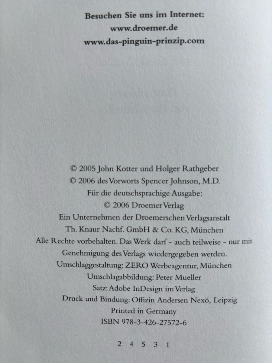 Libri: Management - Spencer Johnson - Das Pinguin-Prinzip – Nuovo (secondo la descrizione) da Bottighofen venduto da lwa_11686 2
