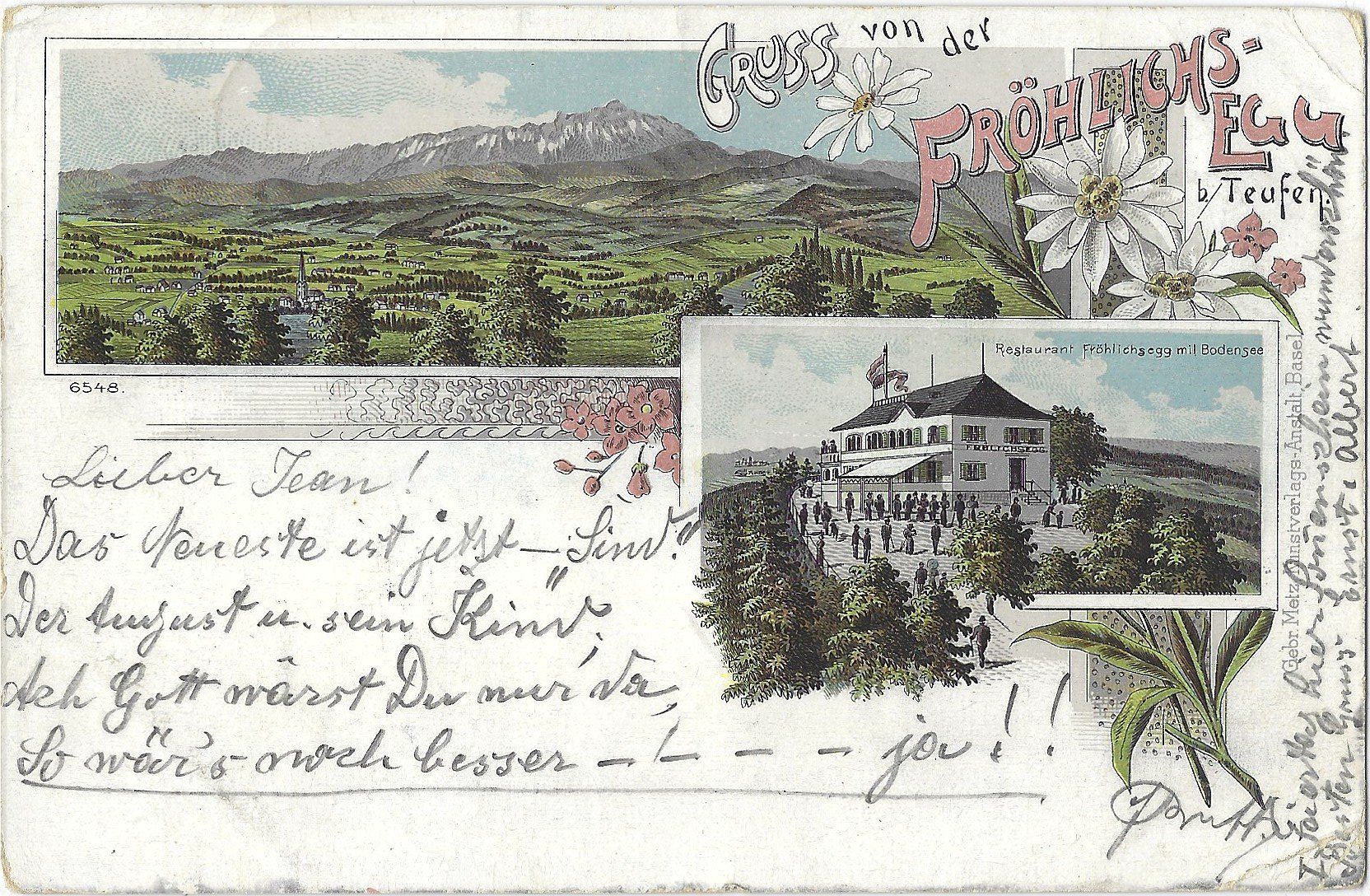 Cartoline postali: GRUSS  von  der   FRÖHLICHS - EGG  b/T e u f e n – Usato da Bütschwil venduto da Jackson1A
