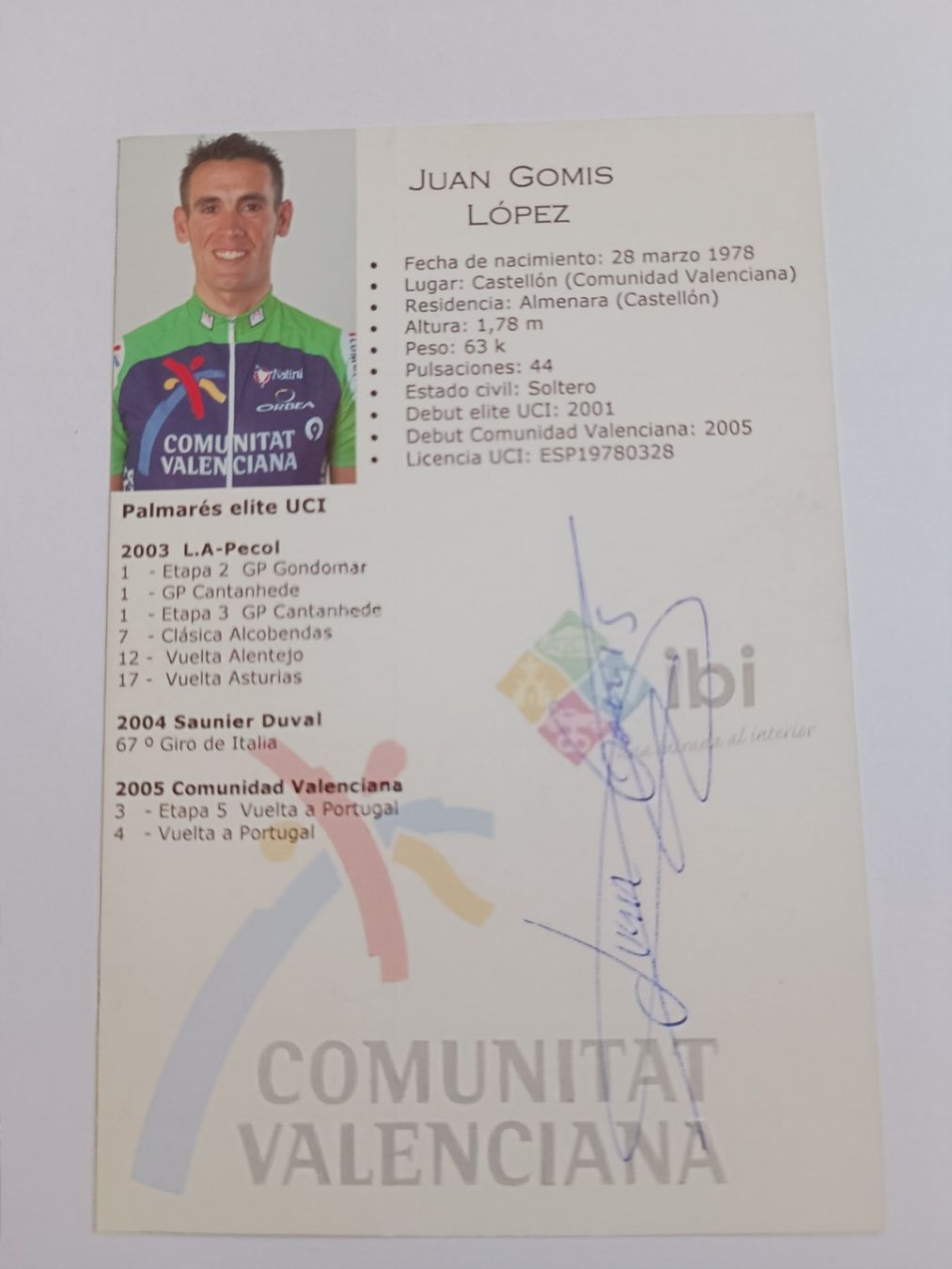 Autografi: Juan Gomis Lopez - Rad - handsigniert – Usato da Menziken venduto da Autogramme 1