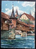 LUZERN Spreuerbrücke - Künstler-AK signiert