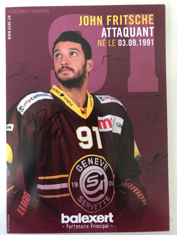 John Fritsche Genf Servette Fribourg Gotteron Autogrammkarte Kaufen