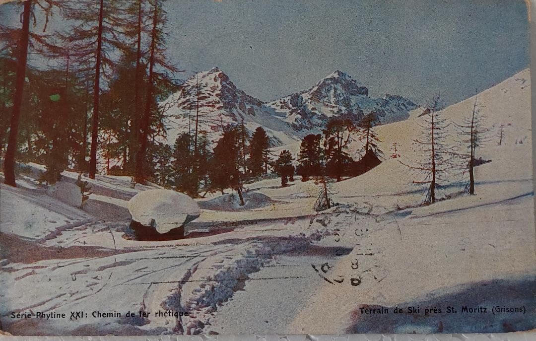 Cartoline postali: St. MORITZ  -  Terrain de ski - 1912 – Usato da Delémont venduto da Domdom1