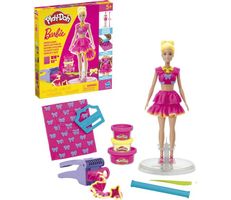 Play-Doh Barbie Rüschen und Schleifen, Puppe, 3 Dosen Knete
