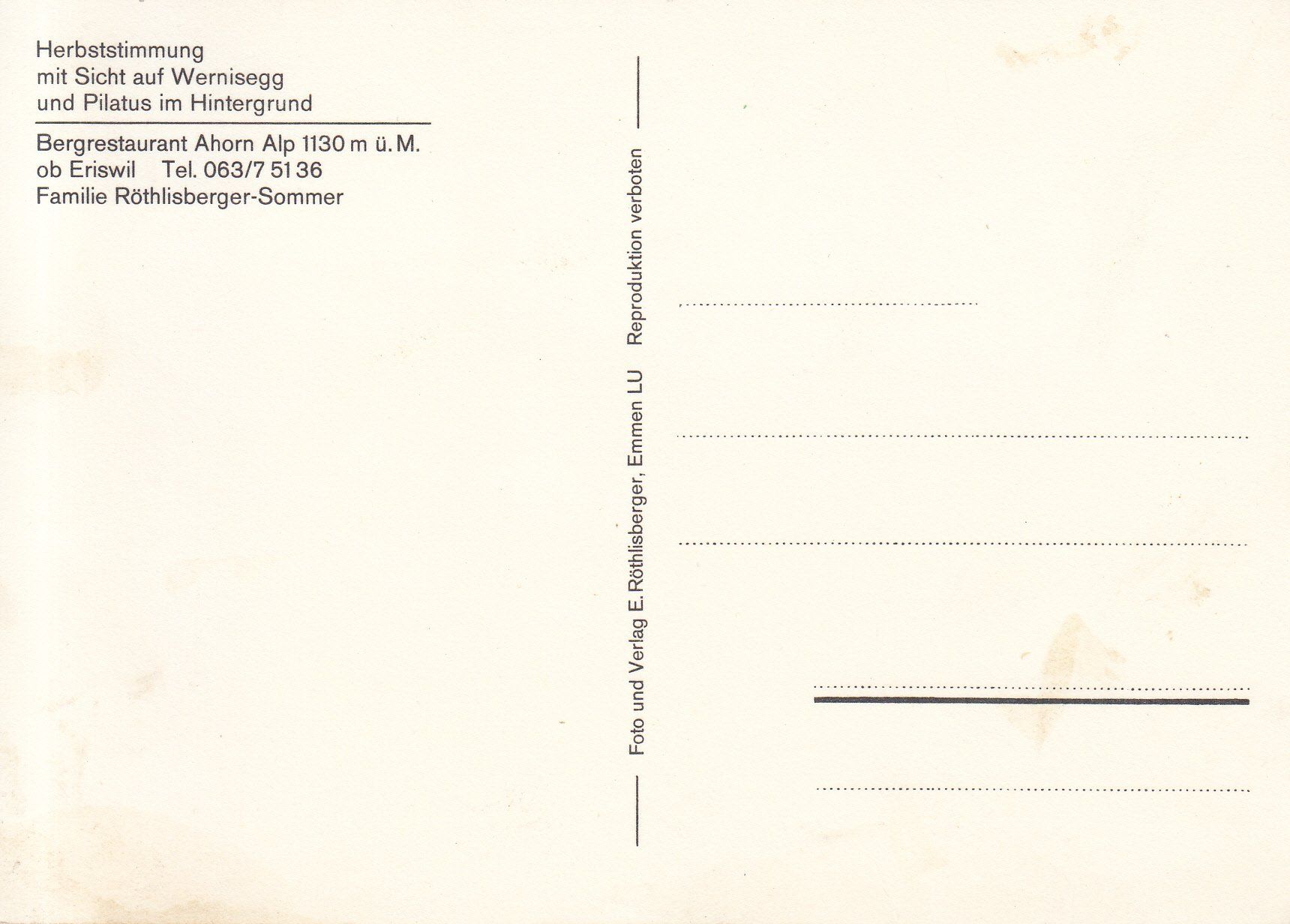 Cartoline postali: Ahorn Alp Aussicht ca. 1980 – Usato da Bürglen TG venduto da StampGraf 1