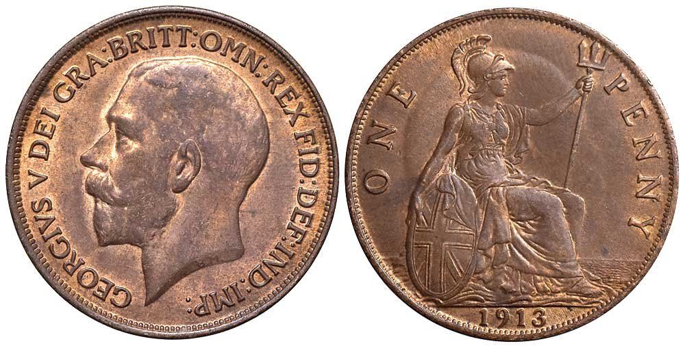 Tutti le monete: Großbritannien, Penny 1913 – Usato da Chiasso venduto da Novamarketing
