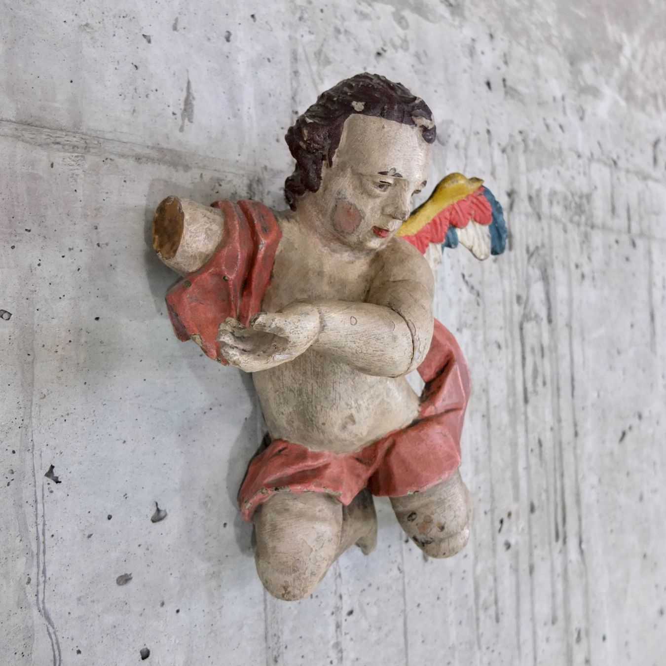 Sculture & Statue: Antiker barocker Engel / Putto, Holzskulptur polychrom – Usato da Basel venduto da Brocki-auf-dem-Wolf 2