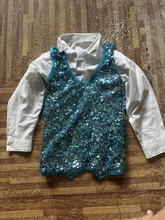 Hochzeit Kinder outfit white shirt with blue vest size 110