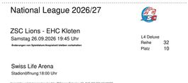 2 Top Sitzplätze ZSC Lions vs EHC Kloten L4