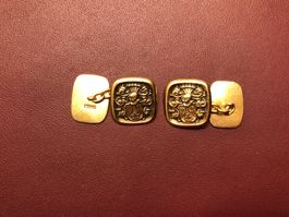 Manschettenknöpfe mit Wappen BUCHERER 18 Kt. Gelbgold Au 750