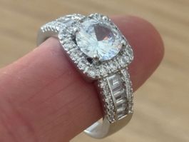 Luxus Elegante Gr.19/9 Ring Farbe: Silber / Weiss Zirkonia