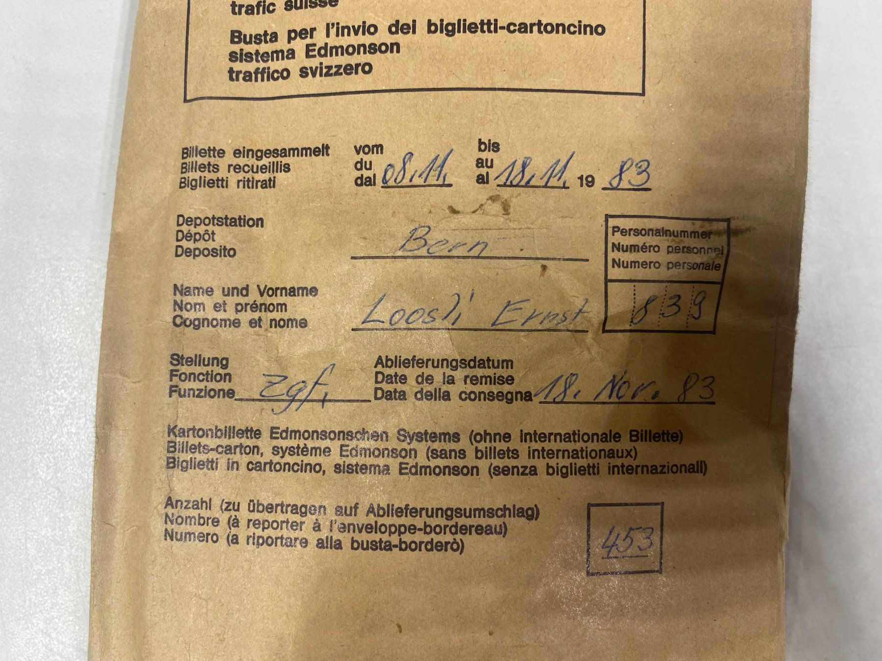 Billets: LOT Bahnbillette Bern //G352 – D'occasion à Bern par JMsoehne1987