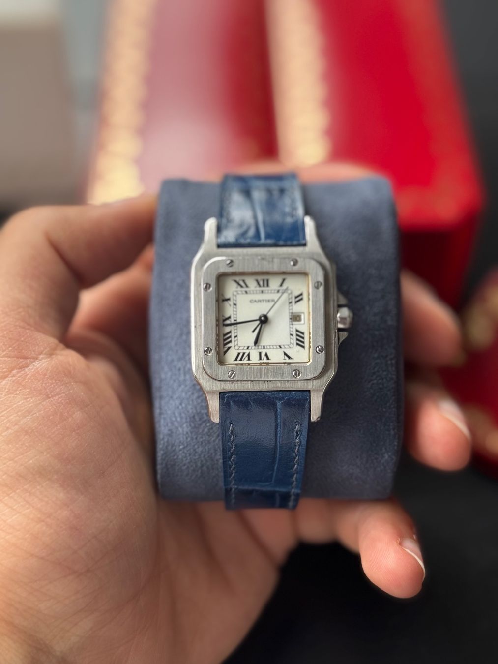 Cartier Orologi: Cartier Santos Carrée Ref. 2960  Automatik – Usato da Basel venduto da Wolfofvintagewatches