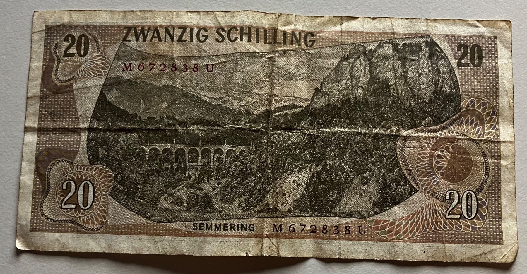 Banconote: Österreich 20 Schilling 1967 – Usato da Algetshausen venduto da Carrhard 1
