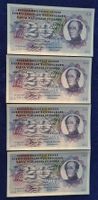 4 X 20FRANKEN NOTE TYP GENERAL DUFOUR BANKFRISCH JAHR 1976-