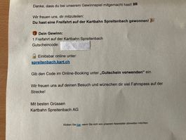 Gutschein für: Freifahrt Kartbahn Spreitenbach