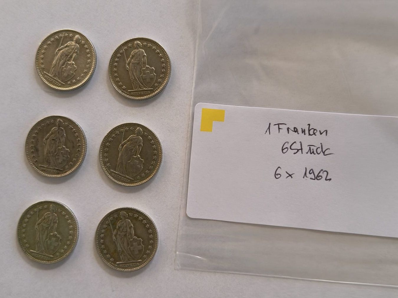 Tutti le monete: Einfränkler Set 6 Stück, 1962 – Usato da Grächen venduto da Hel7890 1