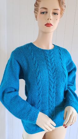 90s 80s Vintage Pulli Zopfstrickmusterpullover M 38 40 Lurex
