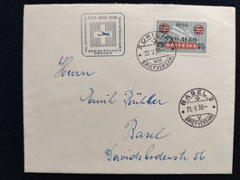 1938 - Sonderflug Swissair Pro Aero Basel / Zürich - Brief ⦿