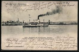 AK Dampfer Helvetia auf dem Zürichsee