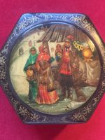 Russische Lackdose, Handbemalt, Winter Szene, Vintage.