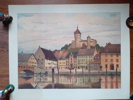 Arnold Oechslin  *Schaffhausen  Blick v. Rheinufer zum Munot