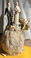 Antike Hochzeitstortenfigur, Vintage Hochzeitspaar, Spitze