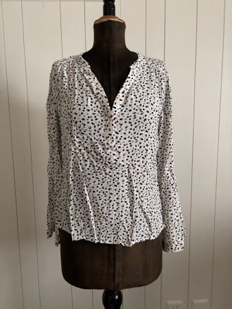 Luftiges Langarm Blusen Shirt Taifun weiss/beige/schwarz  38