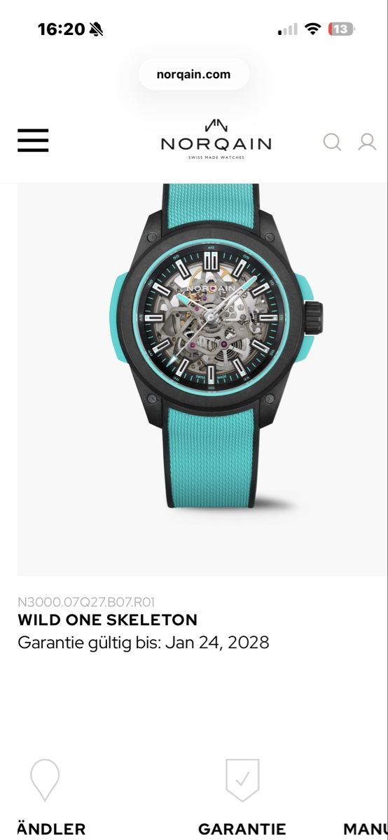 Norqain Orologi: Norqain Wild One Skeleton Fullset 2025 – Usato da Bern venduto da Minok