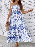 Sommerkleid Greek Style Blau-Weiss Gr. XL