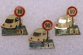 3 Pins  Kant.Polizei  Basel-Stadt  30/50/80