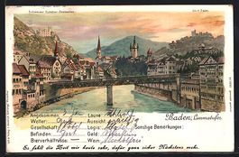 Litho Baden, Ortspartie am Limmatufer