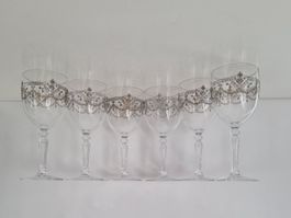 Cristal d’Arques 6 Weingläser, Goldverzierung (20 verfügbar)