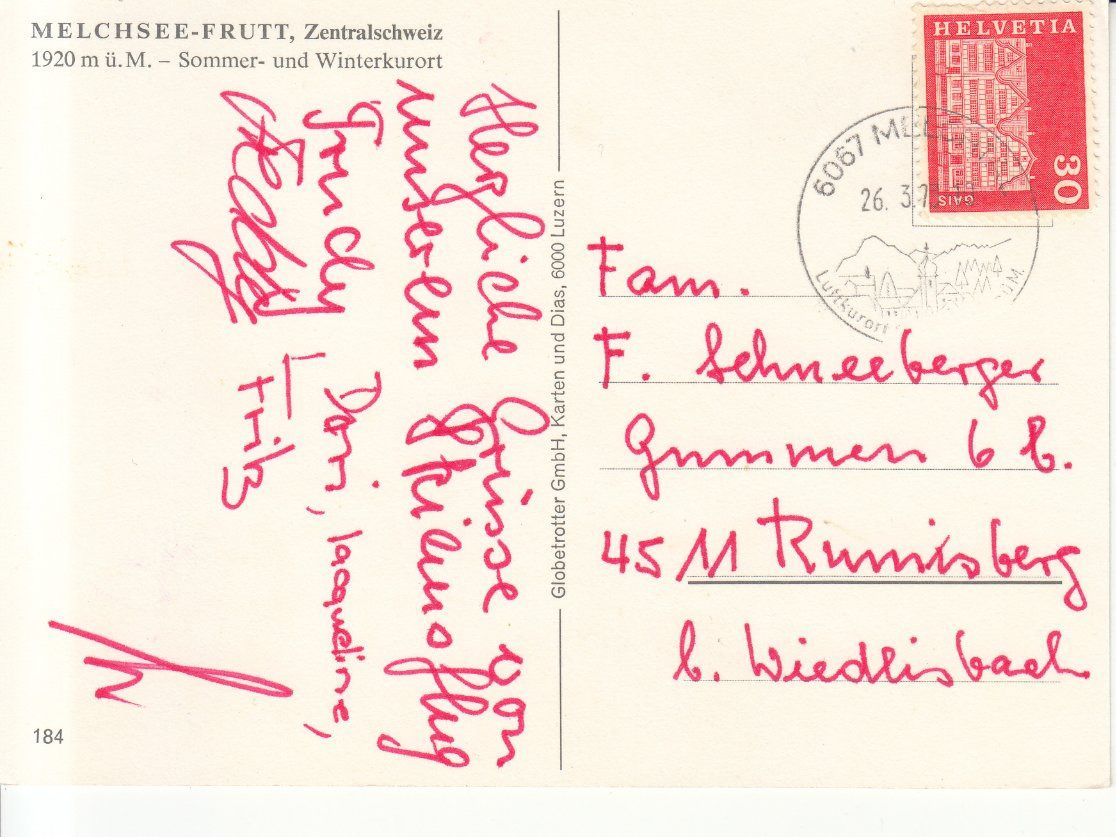 Cartoline postali: Melchsee Frutt 1973 – Usato da Bürglen TG venduto da StampGraf 1