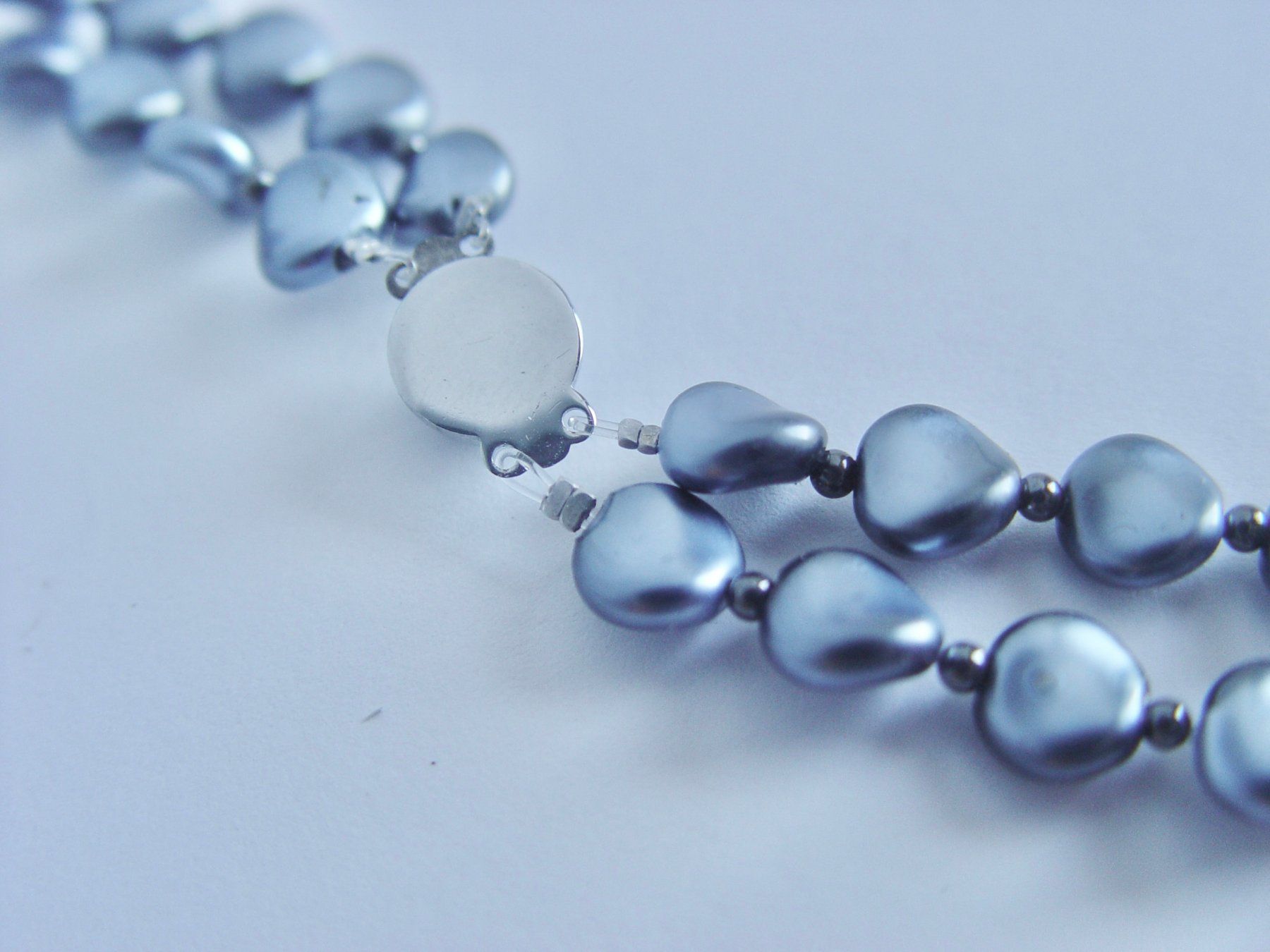 Catenine: Vintage grau-blaue Kette, 2 Reihen – Usato da Henggart venduto da gernli 4